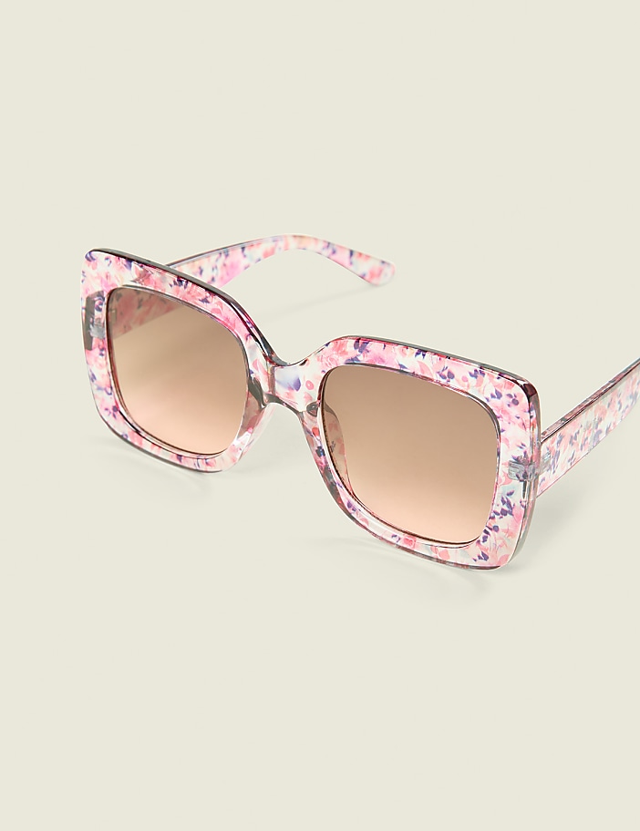 Pink Floral Square Sunglasses