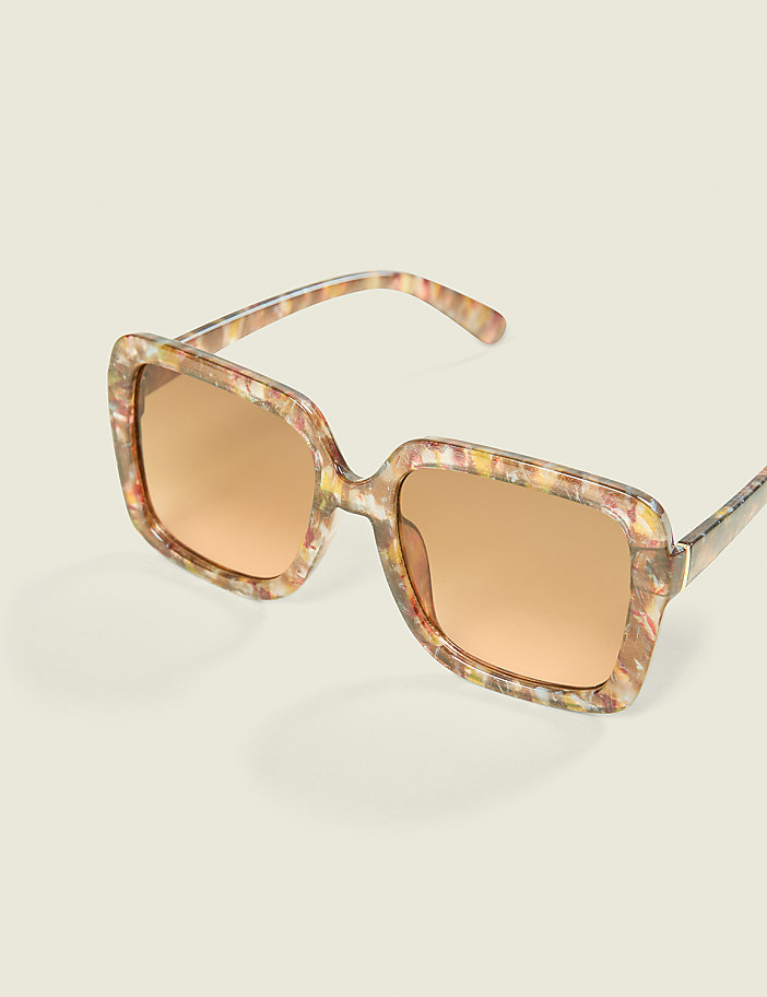 Light Tortoiseshell Print Square Sunglasses