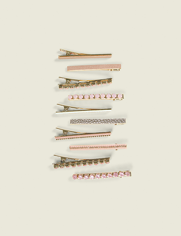Pink Embellished Hair Clip Pack