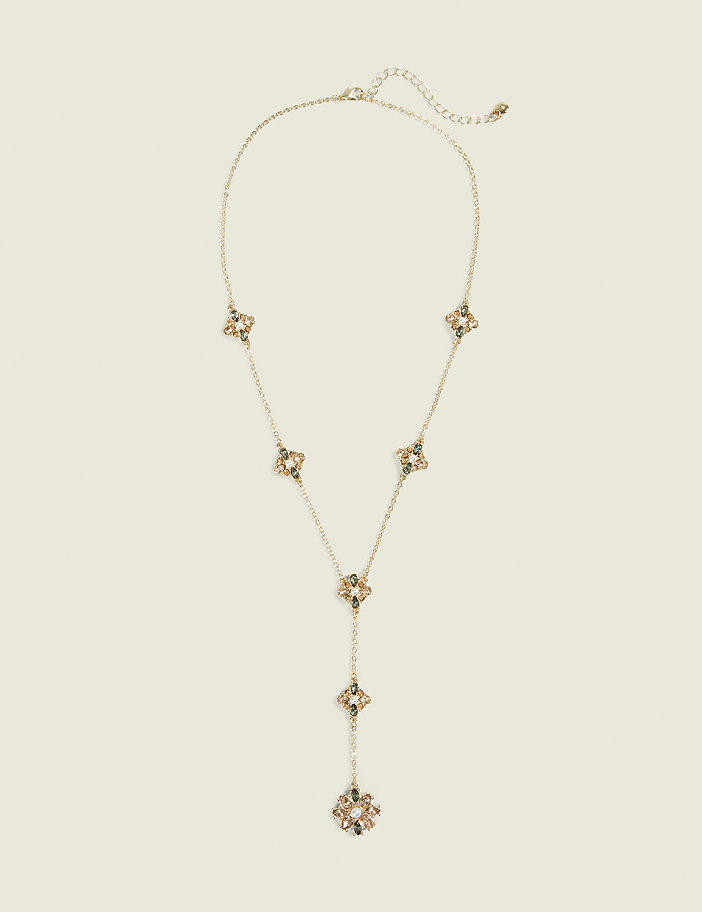 Pearlized Flower Y-Necklace