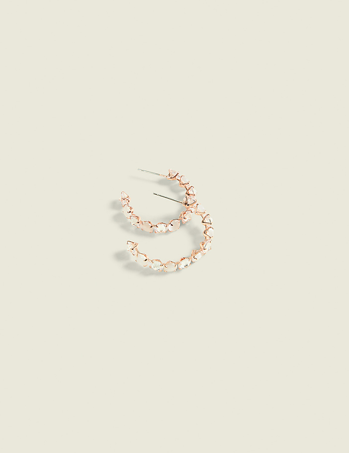 Mini Pink Stone Hoop Earrings