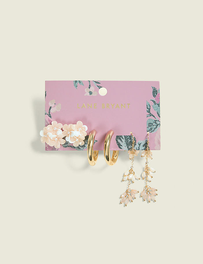 Pink Floral Earrings 3-Pack