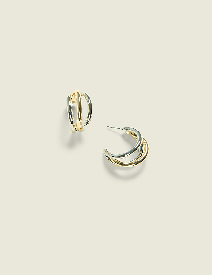 Mixed Metal Multi Hoop Earrings