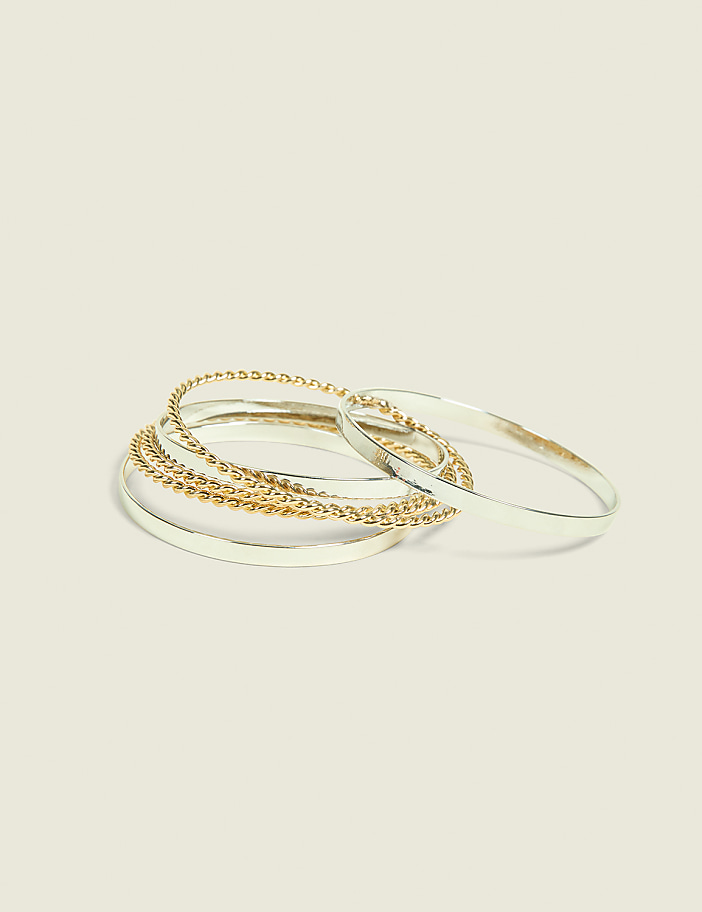 Textured Mixed Metal Bangle Se