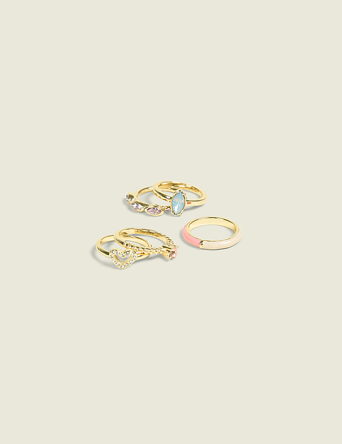 Colorful Imitation Gemstone Ring Stack