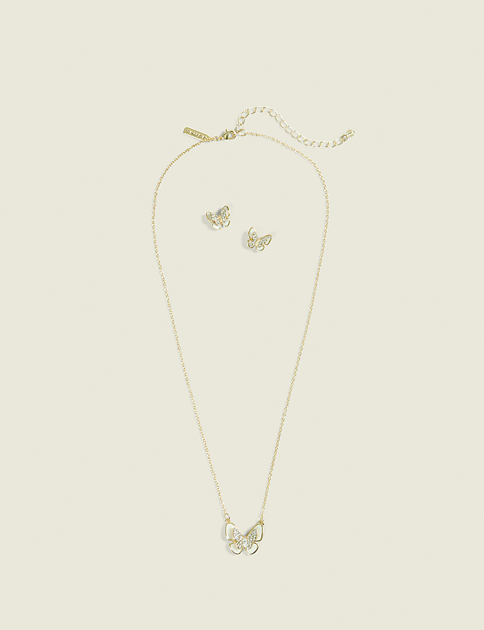 Dainty Butterfly Necklace & Earrings Set