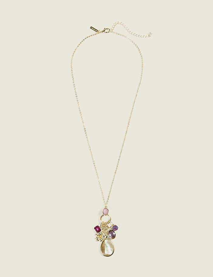 Purple Imitation Stone Charm Necklace
