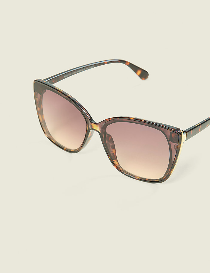 Tortoiseshell Print & Goldtone Metal Cateye Sunglasses