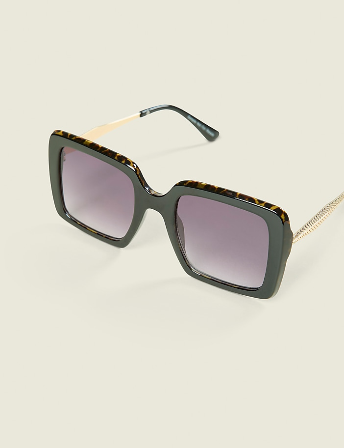 Black Animal Print Square Sunglasses