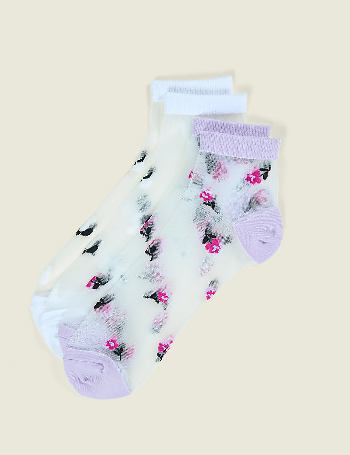 2-Pack Ankle Socks - Sheer Floral