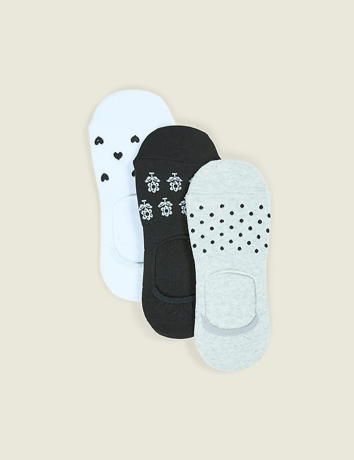 3-Pack No-Show Socks - Mixed Prints
