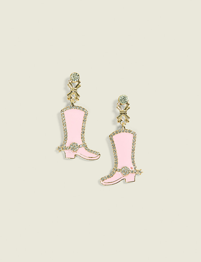 Pink Cowboy Boot Earrings