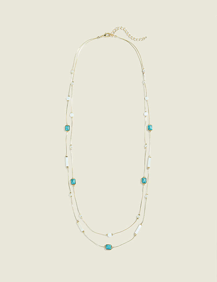 Turquoise Beaded Multi-Row Necklace