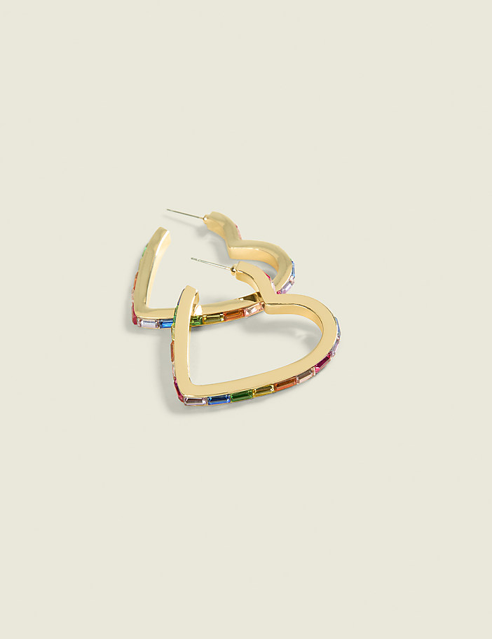 Rainbow Heart Hoop Earrings