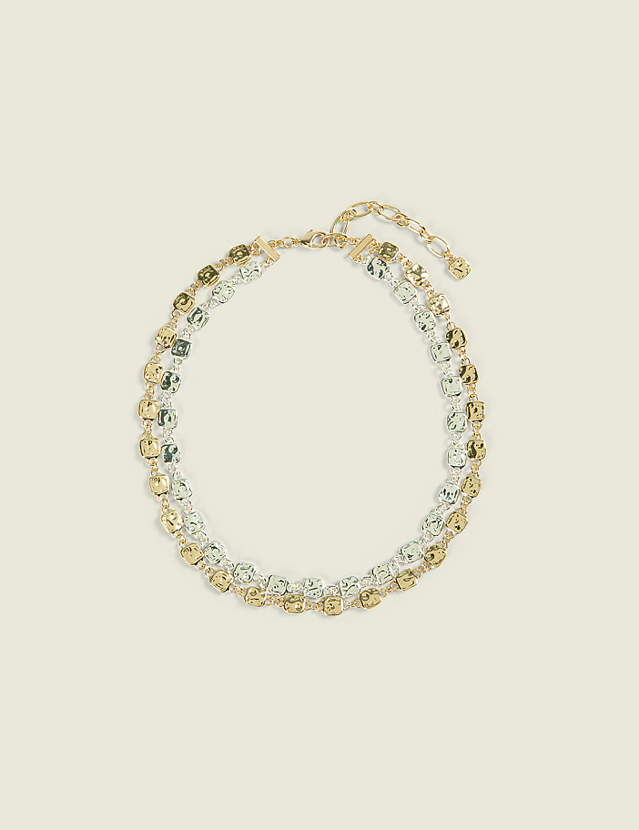 Mixed Metal Multi-Row Necklace