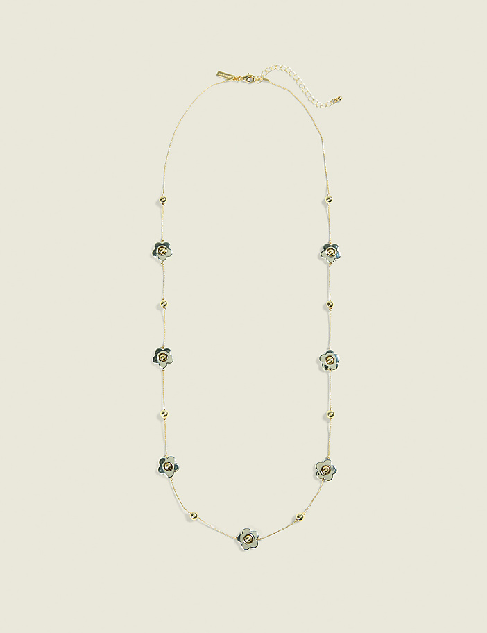 Mixed Metal Floral Station Necklace