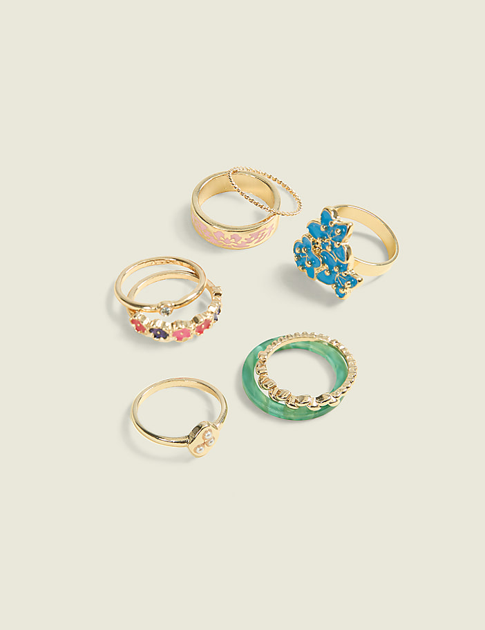 Goldtone Summer Ring Stack