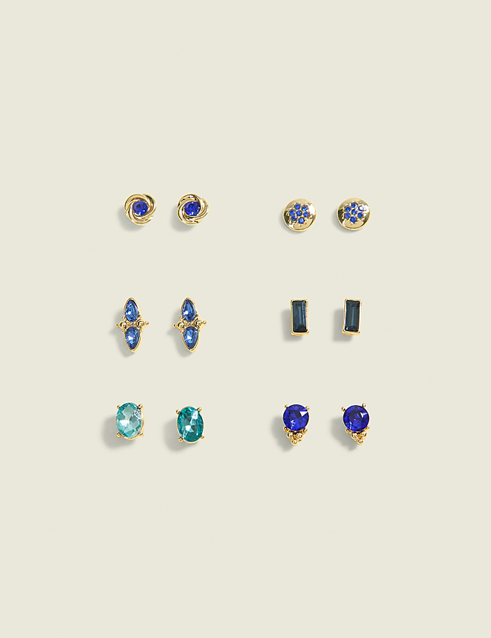 Blue Imitation Stone Earring 6-Pack