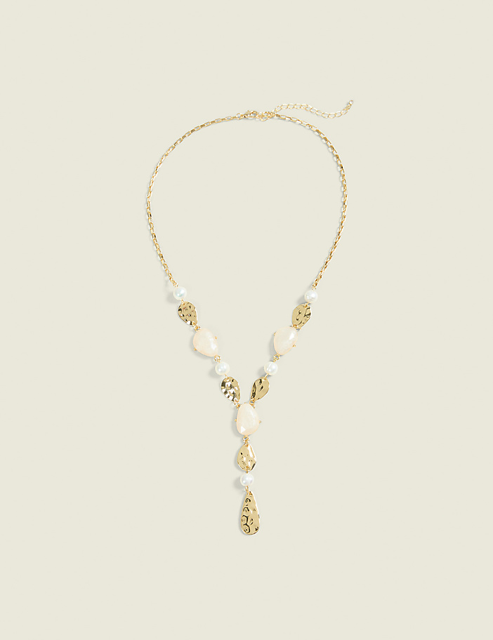 Goldtone & White Imitation Stone Necklace