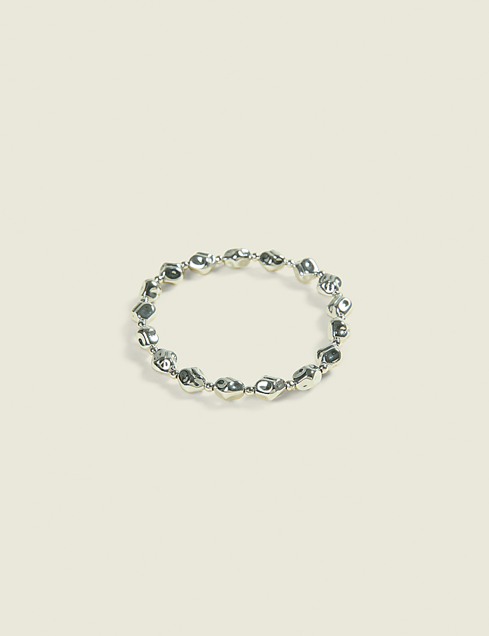 Mixed Texture Silvertone Stretch Bracelet