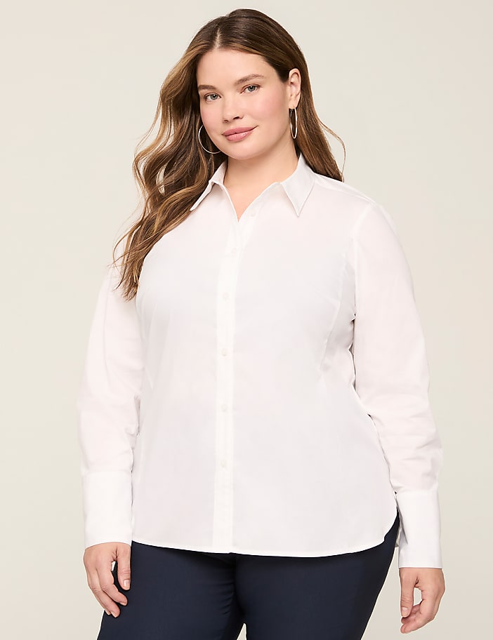 Button-Front No-Peek Girlfriend Shirt