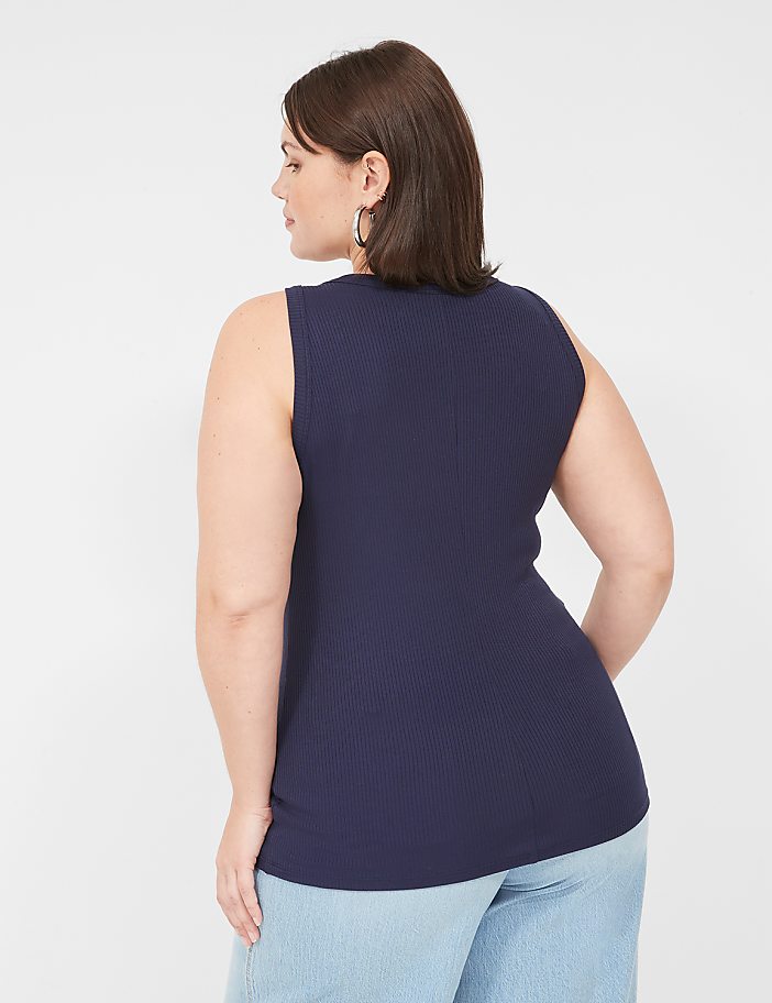High-Neck Rib Tank