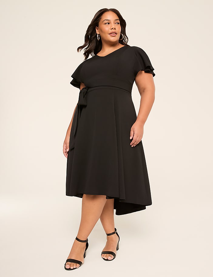Lena V-Neck High-Low Midi Dress