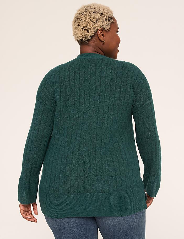 Ribbed Button-Front Cardigan