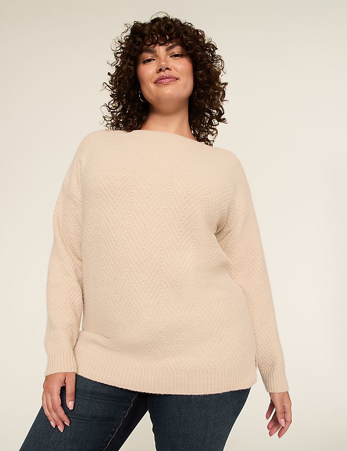 Textured Boatneck Pullover Sweater