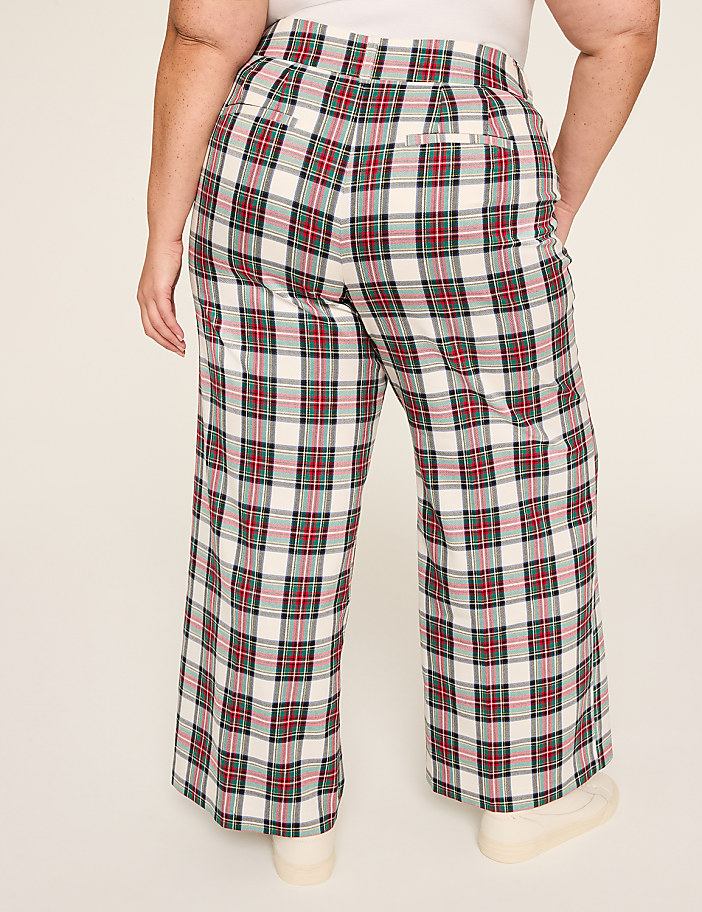 Perfect Drape Lurex High-Rise Plaid Wide Leg Pant