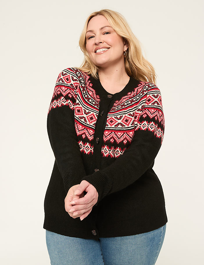 Fair Isle Button-Front Cardigan