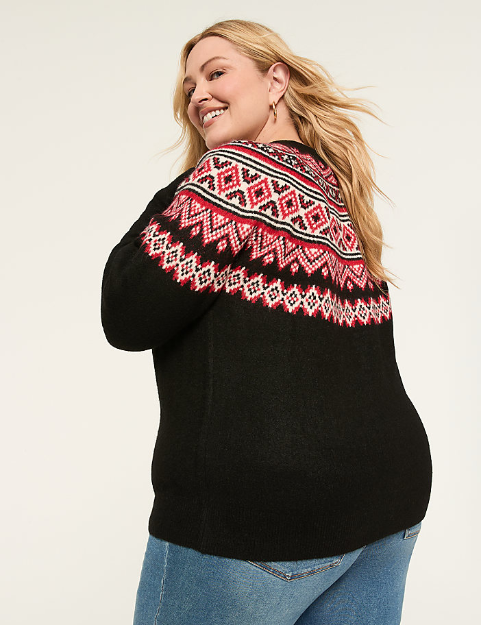Fair Isle Button-Front Cardigan
