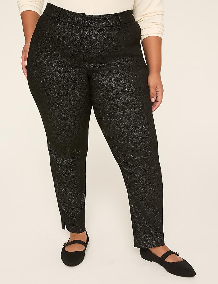 4-Season Lurex Print Slim Ankle Pant