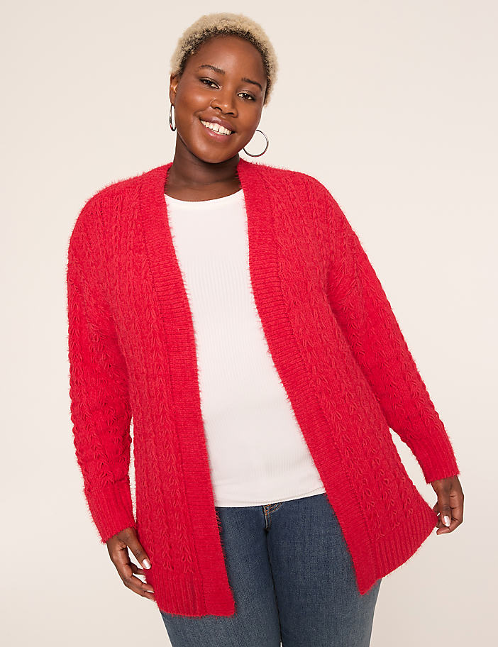 Open-Front Stitch Cardigan