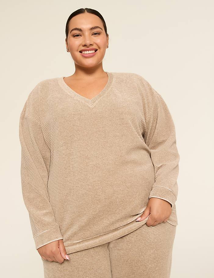 LIVI Velvet V-Neck Sweatshirt