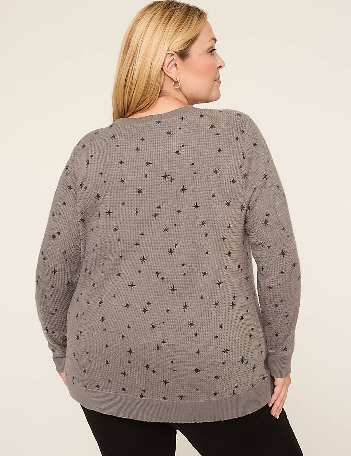 Crew-Neck Waffle Knit Top