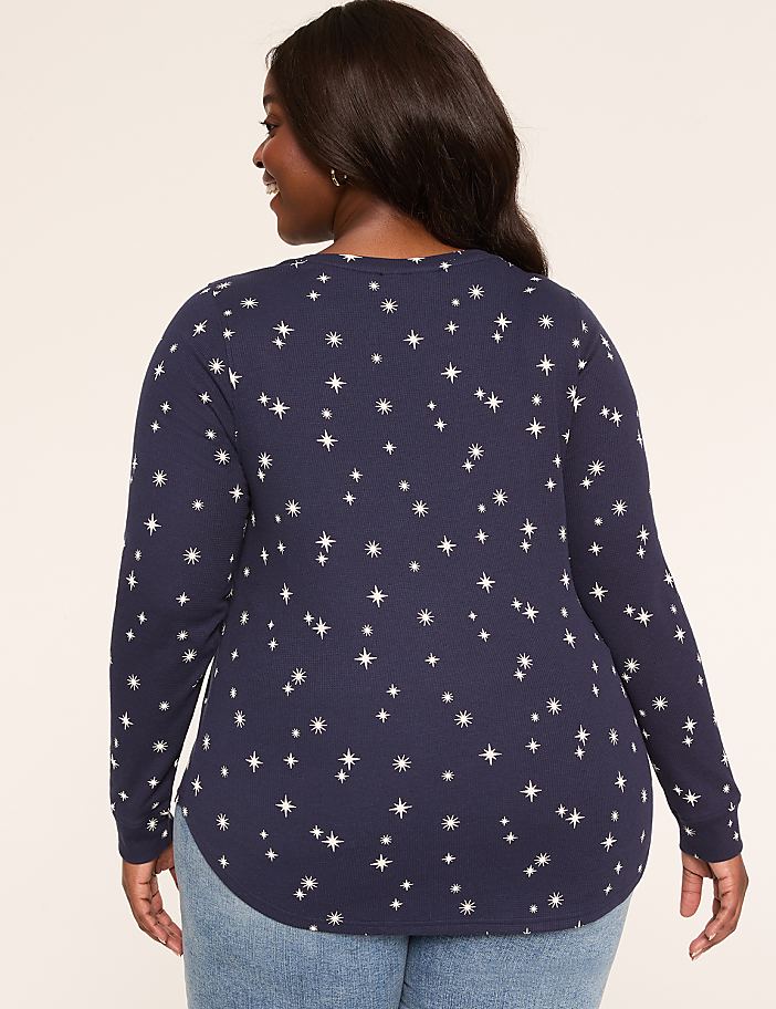 Waffle Knit Curved-Hem Tunic