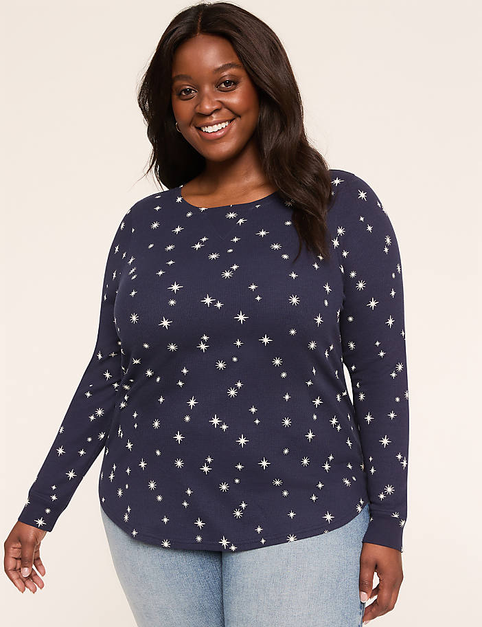 Waffle Knit Curved-Hem Tunic