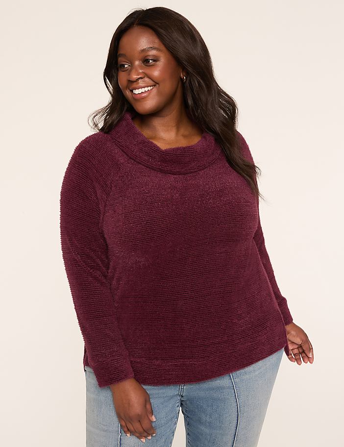 Cowl-Neck Textured Pullover