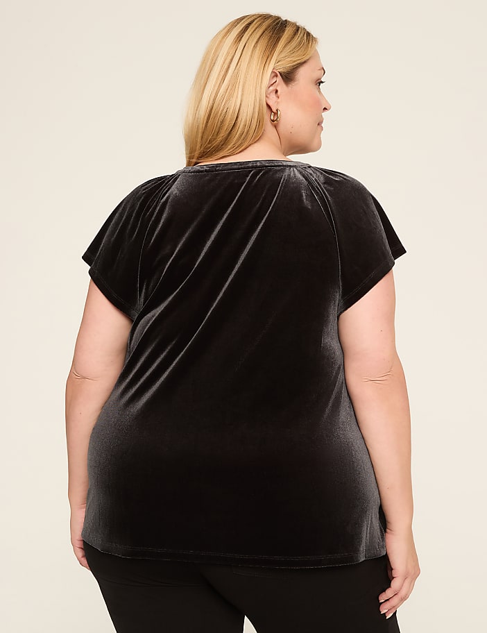 Velvet Notch-Neck Top