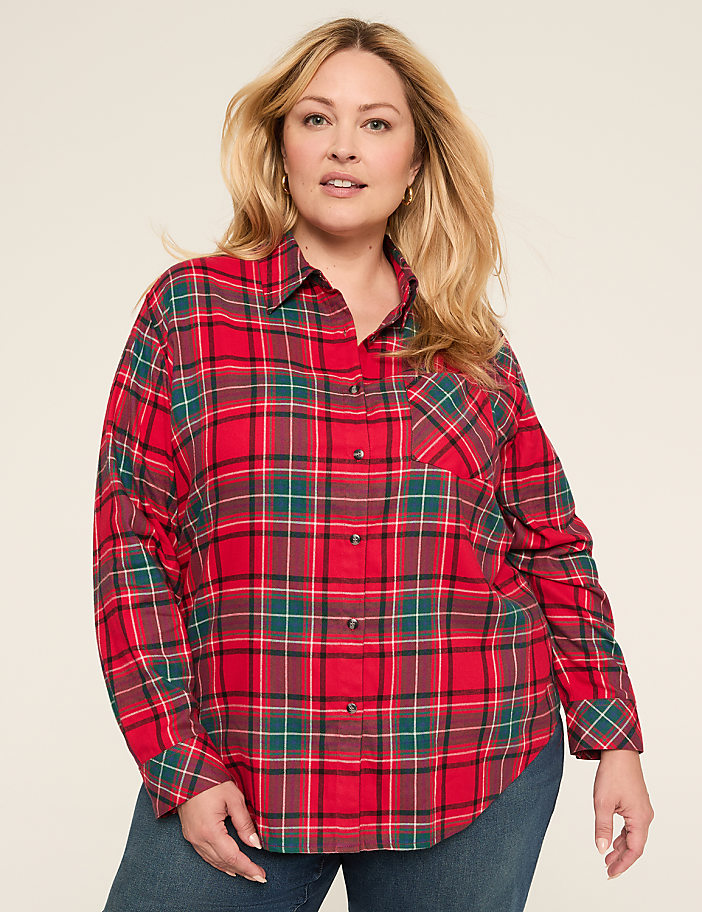 Button-Down Plaid Top