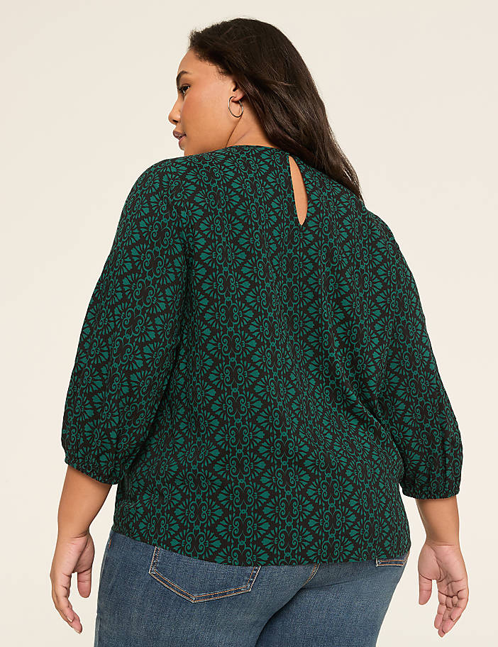 3/4-Sleeve Boatneck Popover Top