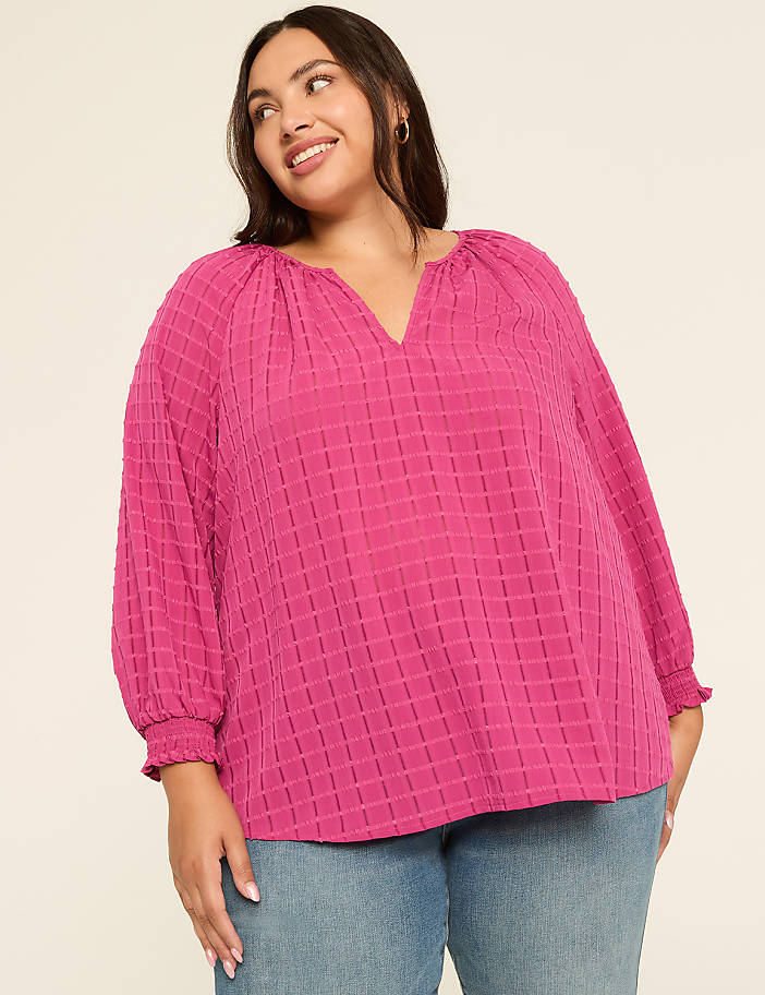 Swing Split-Neck Popover Blouse