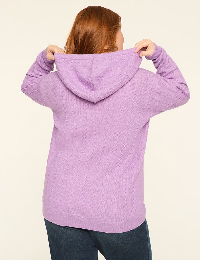 Cable Knit Zip-Front Hoodie Cardigan