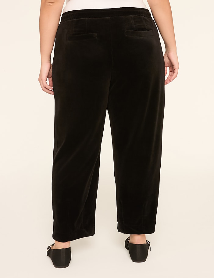 Rib Velour Pull-On Curved Ankle Pant