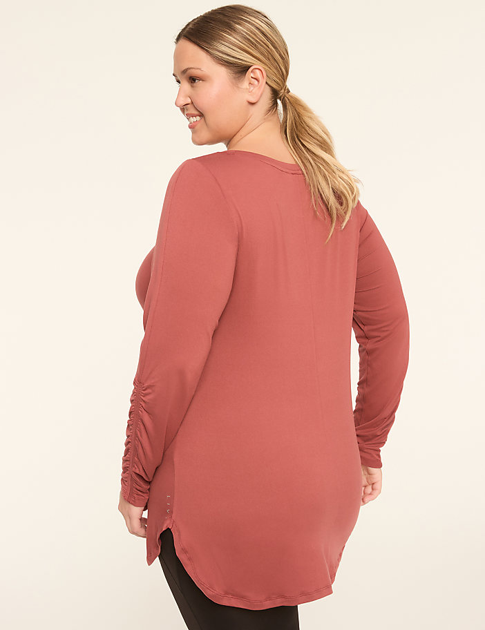 LIVI Soft Boatneck Ruched-Sleeve Tunic