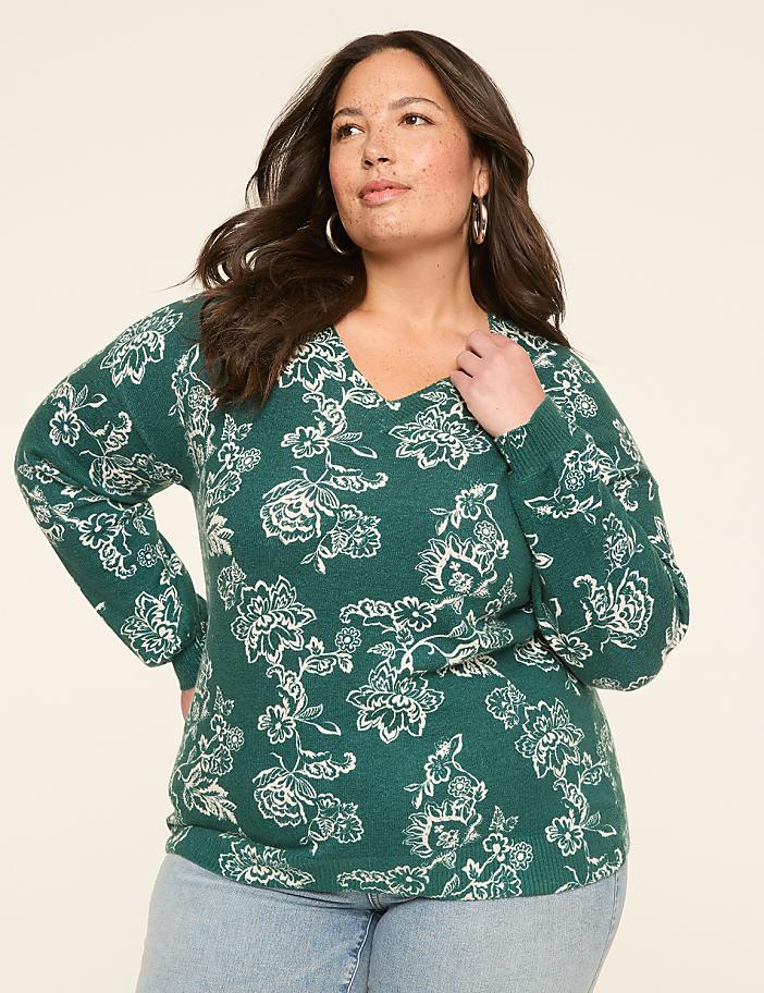 Long-Sleeve V-Neck Pullover Sweater