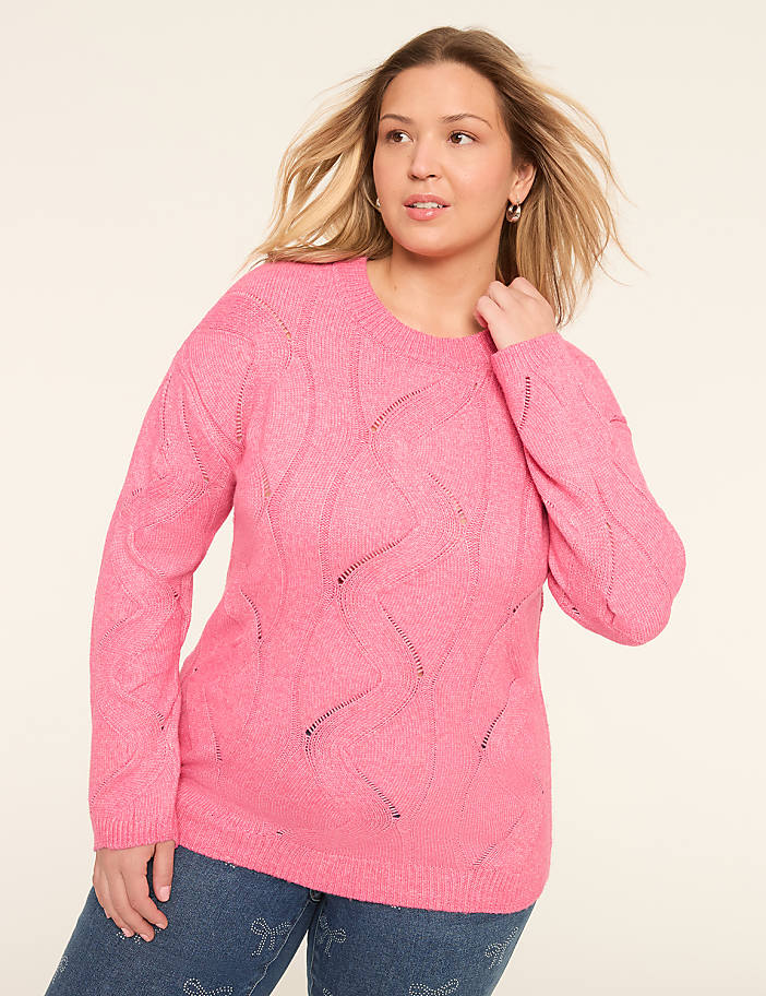 Relaxed Pointelle-Stitch Pullover Sweater