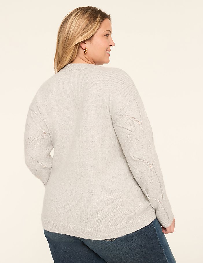 Relaxed Pointelle-Stitch Pullover Sweater
