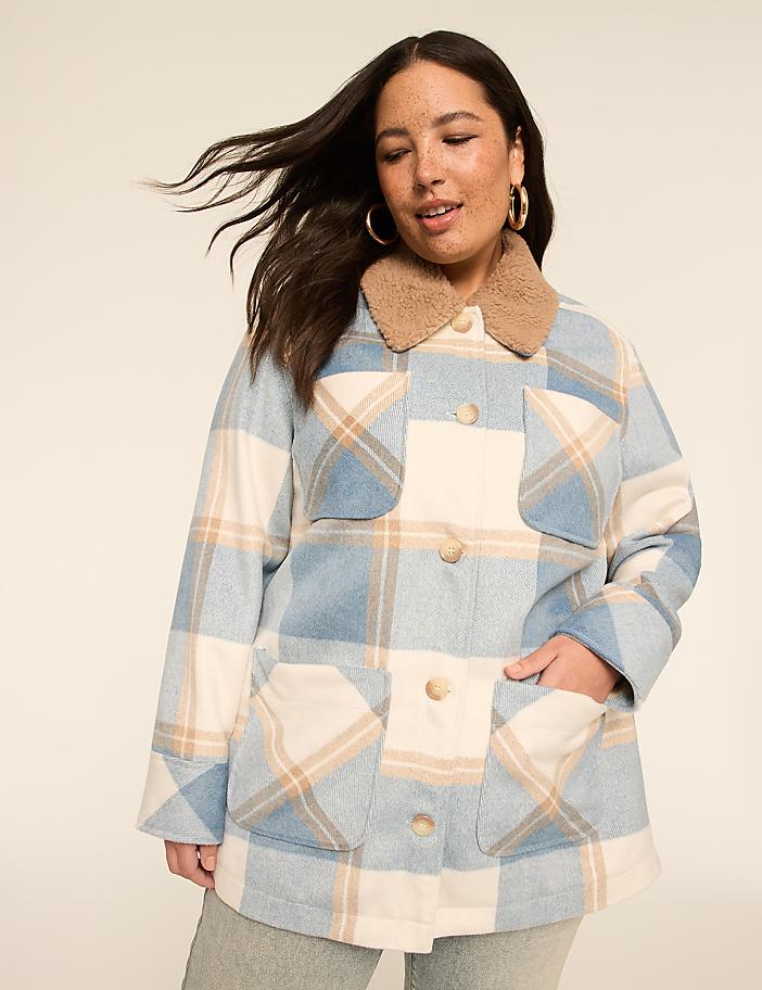 Cozy Sherpa-Collar Midi Shacket